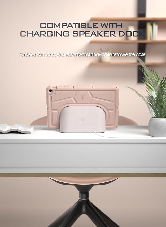 Poetic TurtleSkin Series for Google Pixel Tablet Case 11 inch (2023) Heavy Duty Shockproof Rugged Kids Friendly Drop Protection Silicone Cover Case Rose