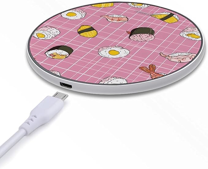 Sushi1 Shrimp Tuna Plaid Fast Portable Charger 10W Funny Graphic Phone Charging Pad with USB Cable