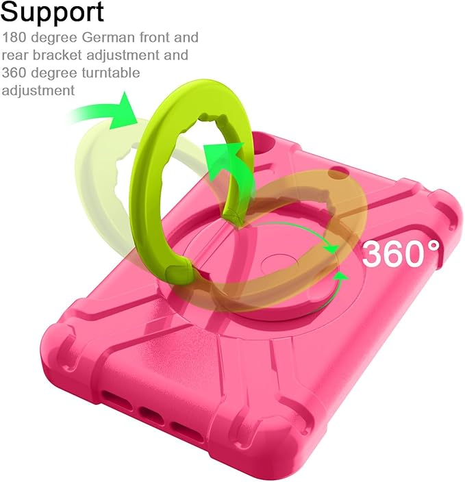 Compatible with Apple iPad mini 4/5 Tablet CaseRugged Kids Case with Stand Lightweight Shockproof Kids Friendly Tablet Cover Rose Red+Grass Green