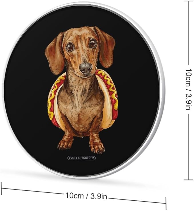 Hot Dachshund Dog Fast Portable Charger 10W Funny Graphic Phone Charging Pad with USB Cable