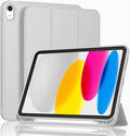 Case for iPad (A16) 11 Inch 2025/iPad 10th Generation 10.9 Inch 2022 Slim Trifold Stand Protective Cover with Pencil Holder and Soft TPU BackSupport Auto Sleep/Wake (Light Gray)