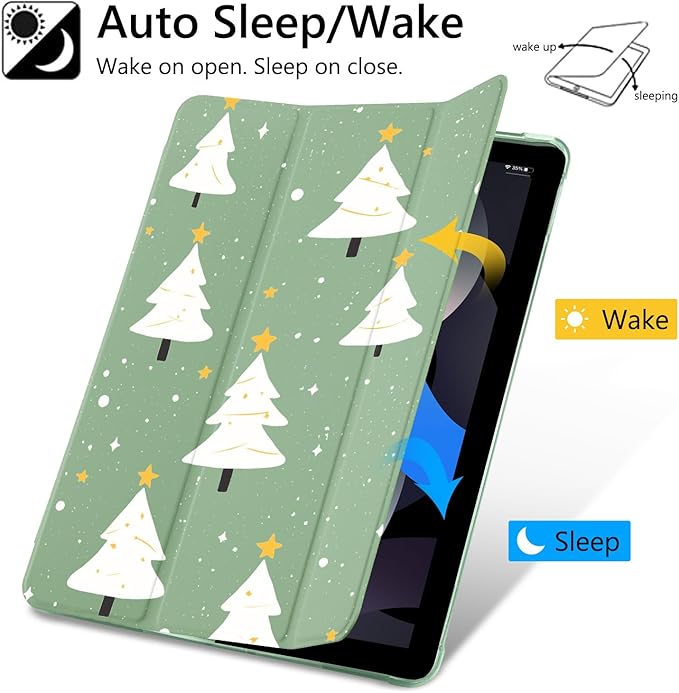 Cute Christmas Tree Case for iPad Air 13-inch (M3) 2025/ (M2) 2024Girly Protective CasePencil Holder &amp Clear Transparent Soft TPU Back &amp Trifold Smart Tablet Green Cover for Girls Women