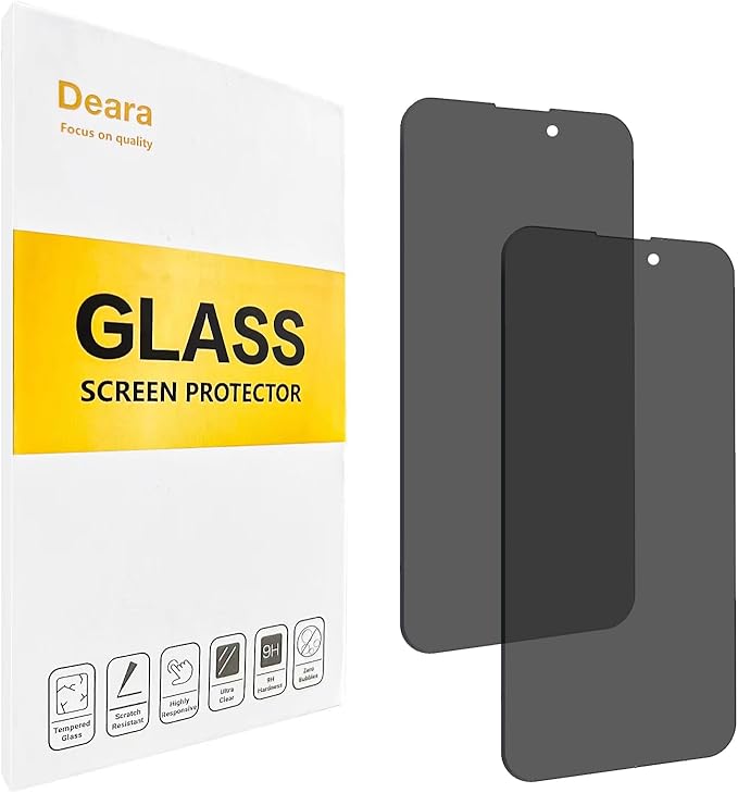 Deara ArmorPro 9H+ Tempered Glass Privacy Screen Protector for iPhone 14 Pro [6.1 Inch] Anti Spy Case Friendly (Longest Durable) 2 Pack