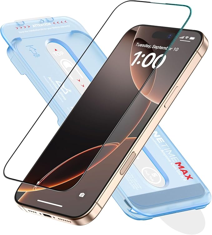 FLOLAB NanoArmour ONETIME PRO for iPhone 16 Pro Max Screen Protector Anti-Reflective PolarSpectra Anti-Rainbow 3D Tempered Glass Edge Reinforced Easy Install Dust-Free Scratch Resistant