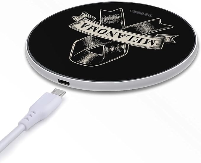 Melanoma Cancer Ribbon Fast Portable Charger 10W Funny Graphic Phone Charging Pad with USB Cable