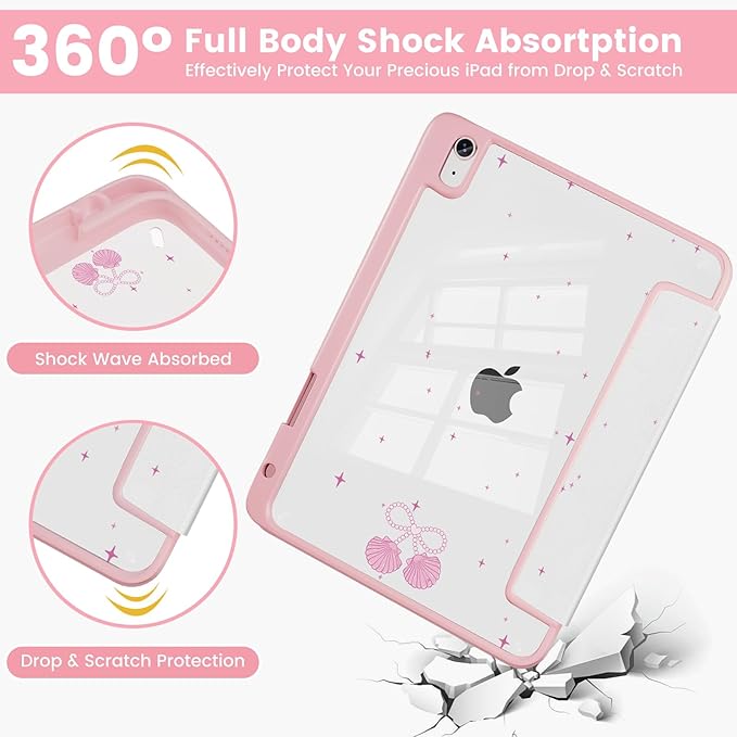Case Compatible with iPad (A16) 11th Generation 11 Inch 2025/10th Generation 10.9 Inch 2022 Shockproof Hybrid Slim Stand Cover with Clear Back Shell &amp Pencil Holder Auto Wake/Sleep Z015