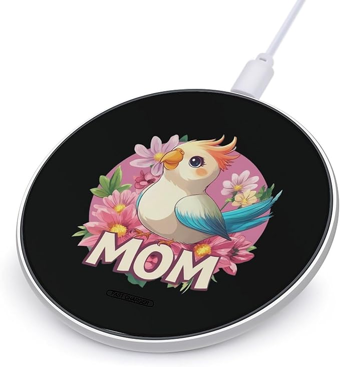 Cockatiel Mom Bird Parrot Wireless Charger Anti-Slip Wireless Charging Pad Slim Charger Mat for Men Women