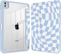 Mektron Case for M5/ M4 iPad Pro 11 inch 2025/2024 with Pencil Holder Compatible Models: A3357/A3358/A3359/A2836/A2837/A3006 Shockproof Cover Clear Shell Wave Striped-Blue