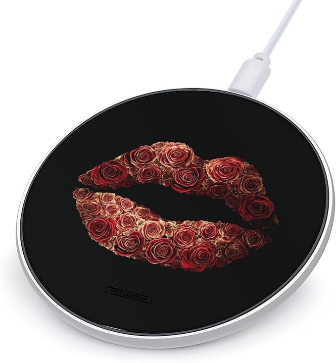 Lips Flower Lip Print Wireless Charger Anti-Slip Wireless Charging Pad Slim Charger Mat for Men Women