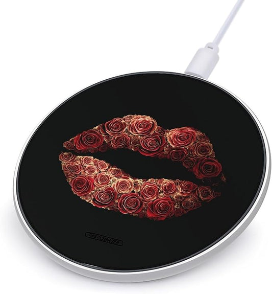 Lips Flower Lip Print Wireless Charger Anti-Slip Wireless Charging Pad Slim Charger Mat for Men Women