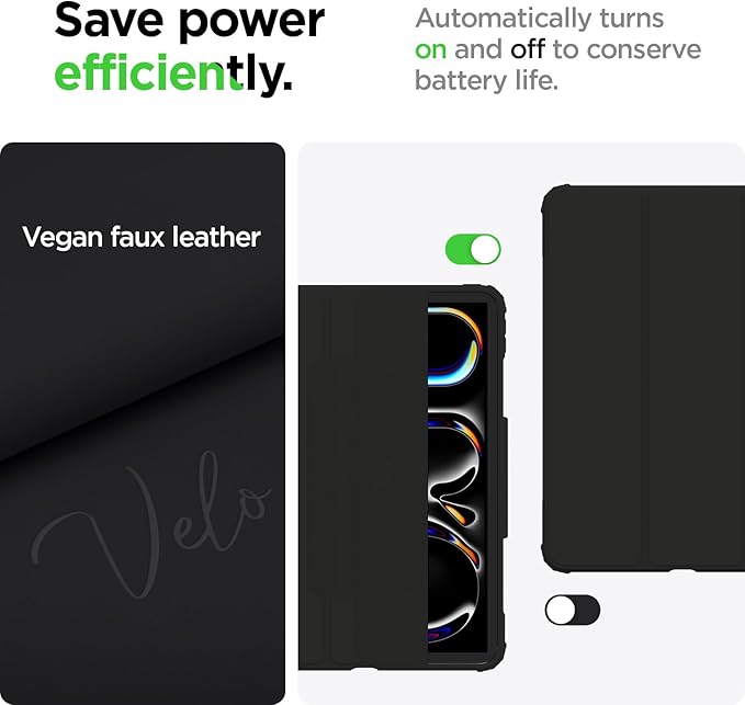 Spigen for iPad Pro 13 inch Case M5/M4 (2025-2024) with Detachable Magnetic Cover Air Skin Pro Clear Transparent Back and Pencil Holder Black
