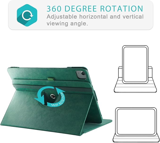 Case Compatible with Tablet iPad Air 13 inch M3 2025 iPad Air/Pro 13 M2 inch 2024Cover 360° Rotating Stand PU Leather for iPad Pro 12.9 inch 6th/5th /4th/3rd Gen Auto Wake/Sleep Green