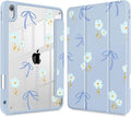 Mektron Case for 2026 iPad Air 13 inch M4 Cover Compatible 2025 iPad Air 13 inch M3 2024 iPad Air 13 inch M2 with Pencil Holder Shockproof Clear Shell Blue Bows &amp Flowers