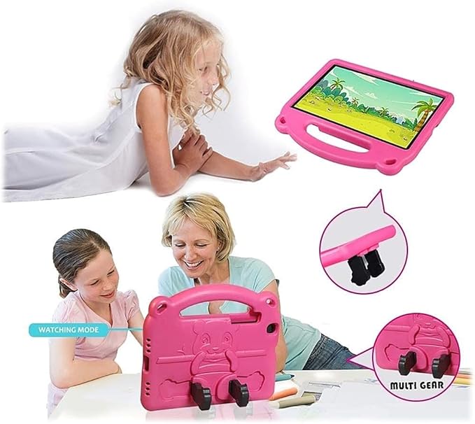 SaharaCase Teddy Bear KidProof Case for Samsung Galaxy Tab A8 10.5 Inch (2021) [Shockproof Bumper] Rugged Child Protection Antislip Integrated Kickstand (Pink)