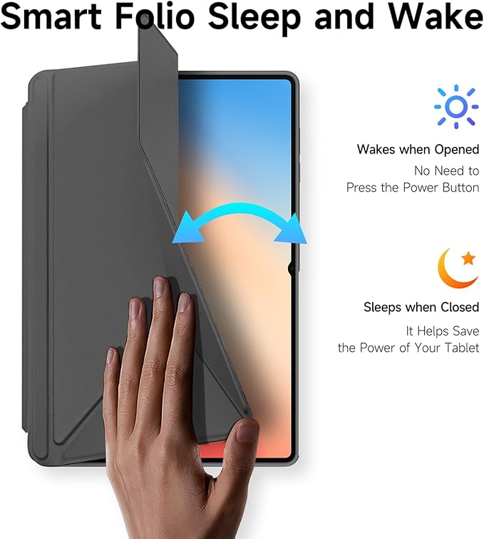 for Samsung Galaxy Tab S11 Ultra Case 14.6 inch Detachable Tablet Cover | Auto Wake/Sleep | Multi-Viewing Angles | Slim Light Shell Cover |Grey