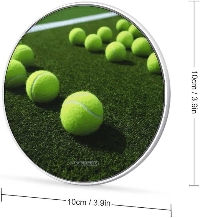 Tennis Balls on Tennis Grass Court Wireless Charger Fast Wireless Charging Pad with USB Cable 10W Anti-Slip Magnetic Wireless Charger Portable Slim Charger Puck Travel Charging Station