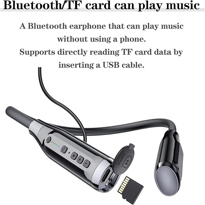 Neckband Bluetooth Headphones6.0 Bluetooth 120 Hours PlaytimeIPX7 Sports Waterproof Earbuds with Microphone Noise Cancelling with TF Card Slot HiFi Stereo (Black)