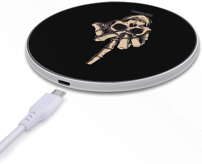 Skull Hand FCK-Off Wireless Charger Anti-Slip Wireless Charging Pad Slim Charger Mat for Men Women