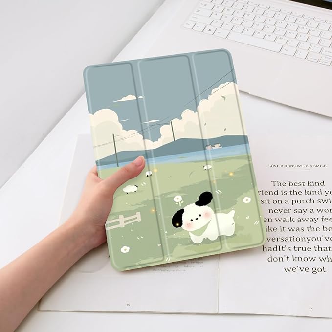 JOYLAND Cartoon Case for iPad Pro 12.9 Inch 2022/2021/2020/2018 with Pencil Holder Cute Foldable Smart Stand Back Cover Auto Wake/Sleep Shockproof Protective for iCase