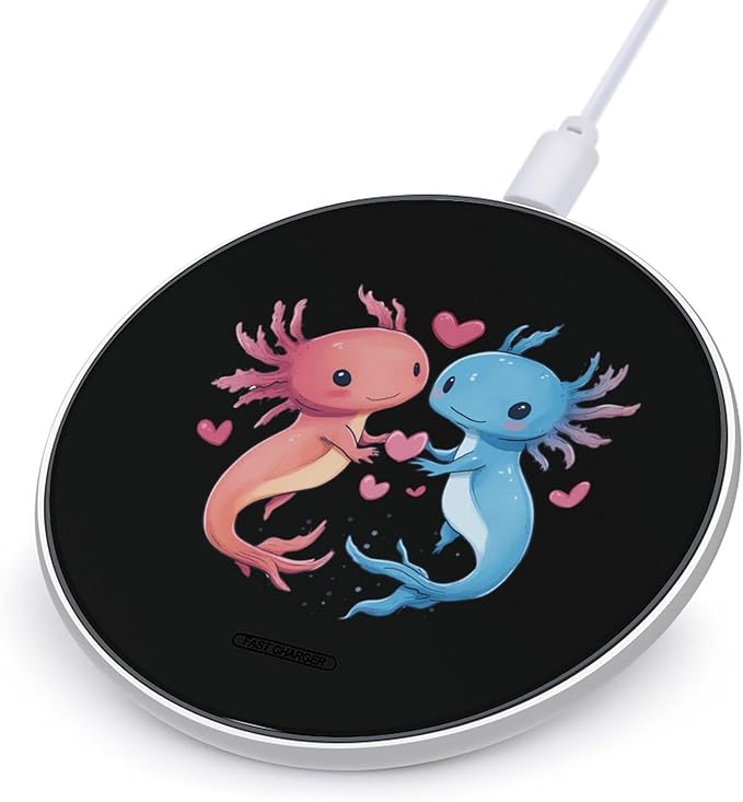 Cute Axolotl Wireless Charger Anti-Slip Wireless Charging Pad Slim Charger Mat for Men Women