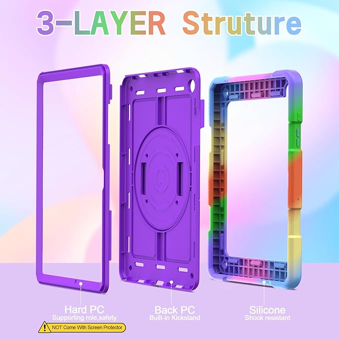 AVAWO Case for Samsung Galaxy A9+ Plus 11 inch 2023 with 360° Swivel Handle Strap Cover with Lanyard Colorful Purple