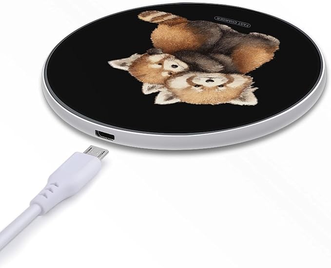 Red Panda Cute Family Fast Portable Charger 10W Funny Graphic Phone Charging Pad with USB Cable