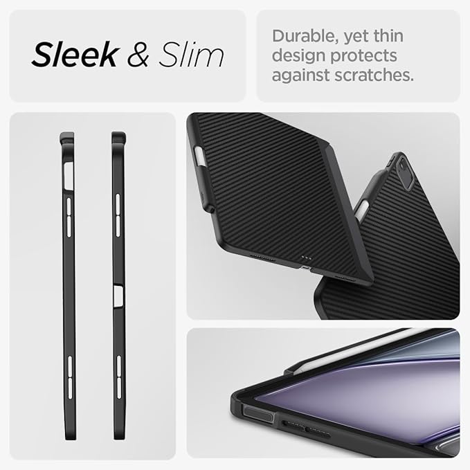 Spigen for iPad Air 13 Inch Case M4(2026) iPad Air 13 Inch Case M3/M2 (2025/2024) Enzo Aramid Aerocore Aramid Fiber Cover with Pencil Holder Magic Keyboard Compatible Black