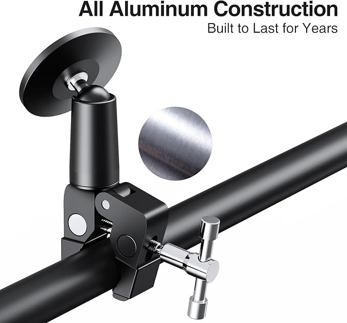 elitehood Magnetic Phone Clamp Mount Adjustable Phone Holder for Mic Stand/Music Stand/Golf Cart/Treadmill/Stroller/Shopping Cart/Stationary Bike iPhone Clamp Mount for Magsafe iPhone 16 15 14