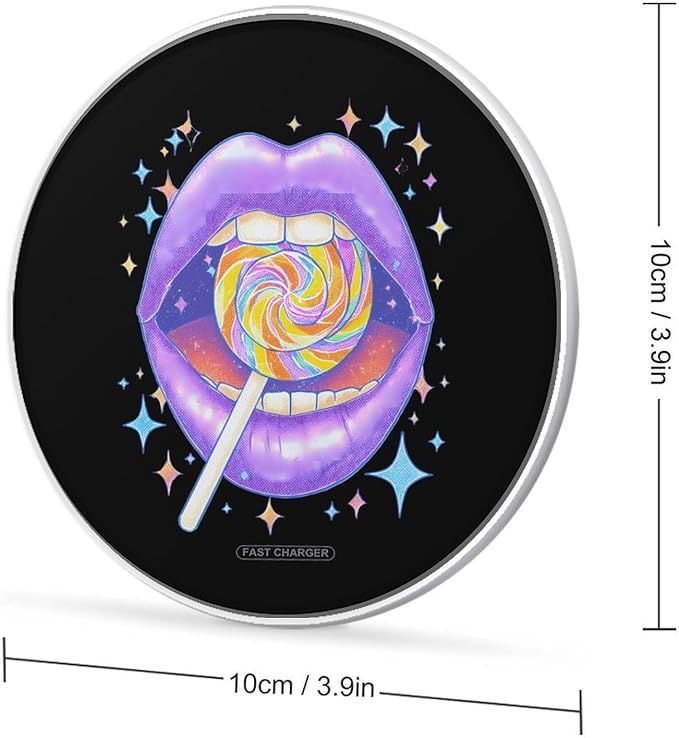Lollipop Lips Pop Fast Portable Charger 10W Funny Graphic Phone Charging Pad with USB Cable