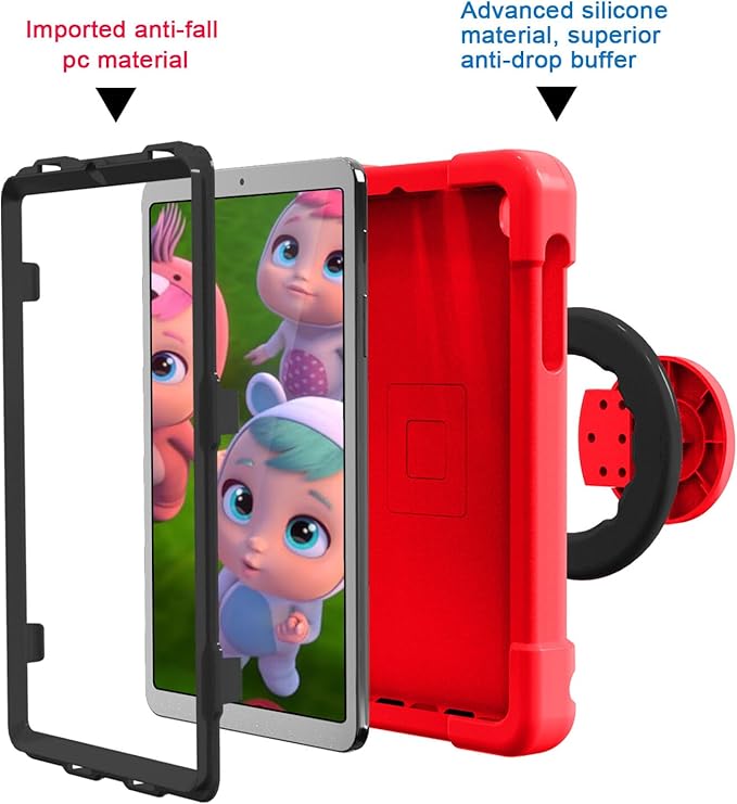 Compatible with Samsung Galaxy Tab A 8.4 T307 Tablet CaseRugged Kids Case with Stand Lightweight Shockproof Kids Friendly Tablet Cover Red+Black