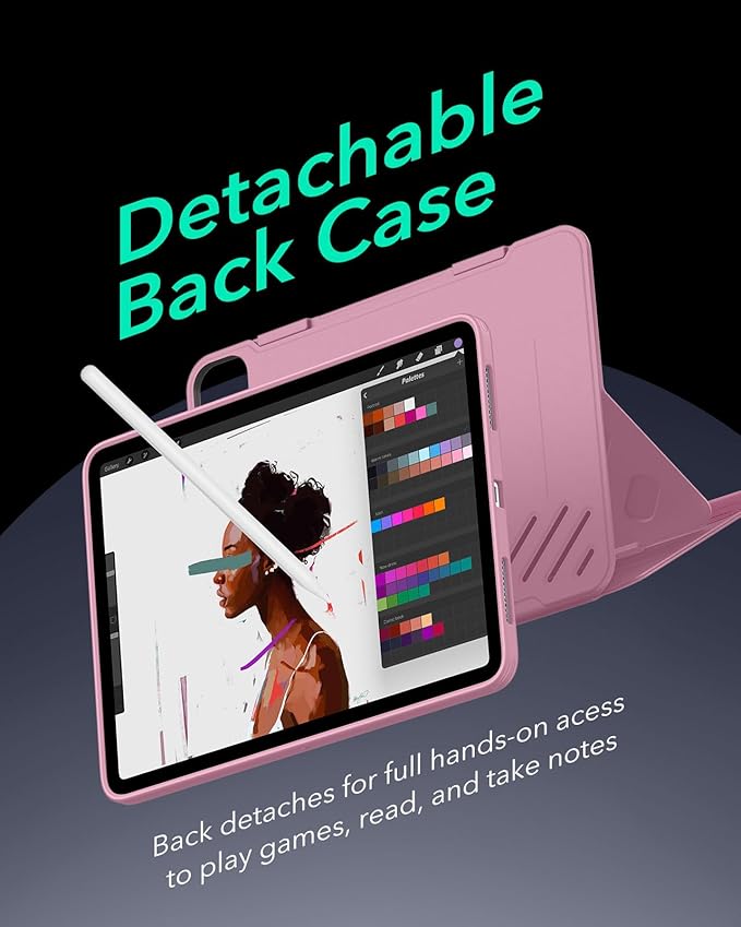 ESR for iPad Pro 13 Inch Case (M5/M4) 2025/2024 Rotating Case with Removable Magnetic Cover Adjustable Portrait/Landscape Stand 9 Standing Angles Shift Series Pink