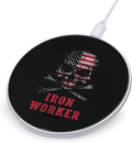 Skull Iron Worker U.S.A Flag Fast Portable Charger 10W Funny Graphic Phone Charging Pad with USB Cable