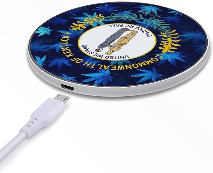 Kentucky Flag Leaves Fast Portable Charger 10W Funny Graphic Phone Charging Pad with USB Cable