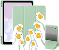 Funny Goose Case for iPad (A16) 11th Generation 2025 11 Inch/iPad 10th Generation 2022 10.9 Inch with Pencil Holder Trifold Stand Green Leather Girly Cover Clear Back Shell Auto Wake/Sleep