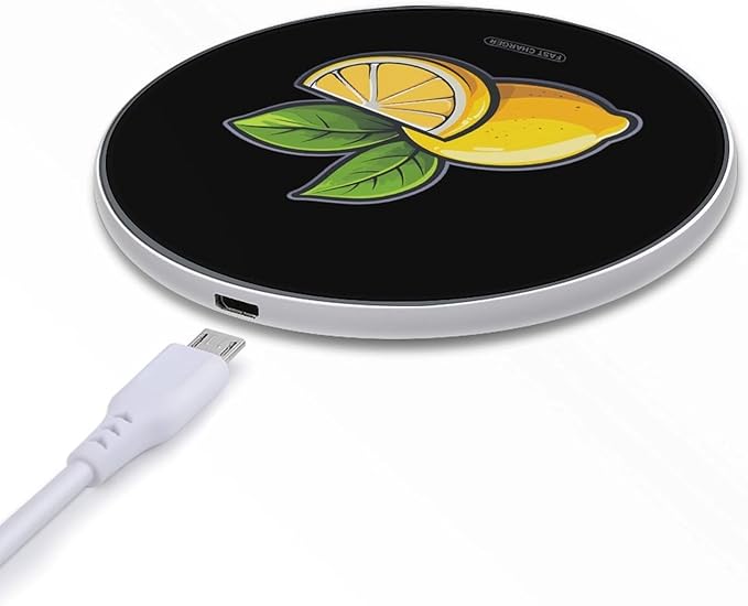 Lemon Print Wireless Charger Anti-Slip Wireless Charging Pad Slim Charger Mat for Men Women