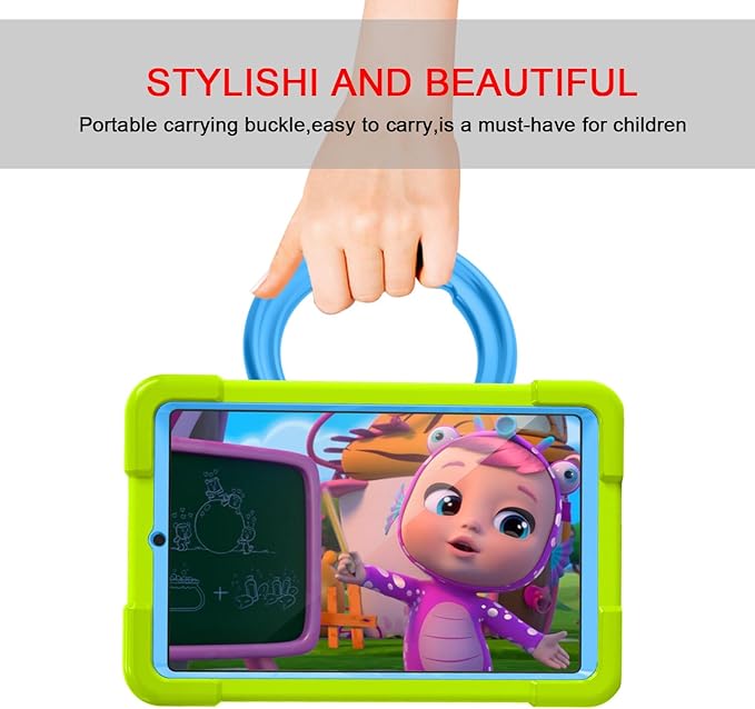 Compatible with Samsung Galaxy Tab A 8.0 (2019) Tablet CaseRugged Kids Case with Stand Lightweight Shockproof Kids Friendly Tablet Cover Grass Green+Blue