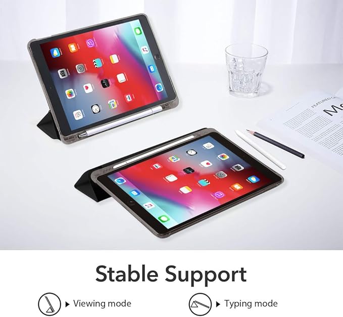 Idocolors Cute Bowknot Pad Case for 10.2 Inch iPad 9th/7th/8th Generation Clear TPU Smart Stand Back Cover with Pencil Holder Auto Wake/Sleep Foldable Shockproof Protective iPad 2021/2020/2019 Case