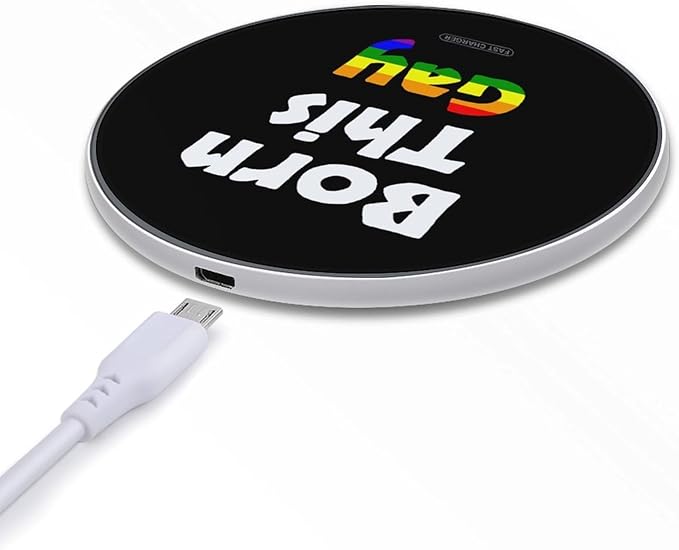 Born This Gay Fast Portable Charger 10W Funny Graphic Phone Charging Pad with USB Cable