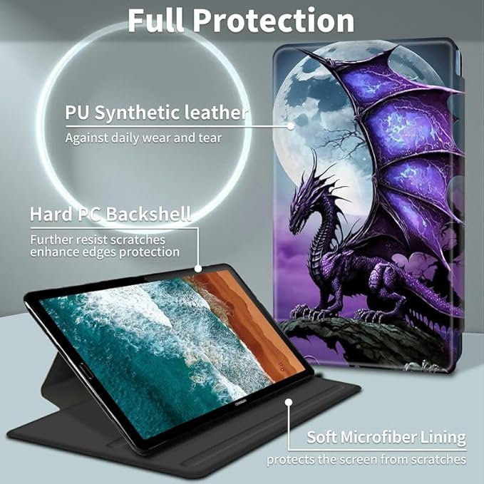 FUYOCWE for Fire HD 10 Tablet Case (13th Generation2023 Release 10.1) 360 Degree Rotating Swivel Stand Flip Smart Cover for Amazon Kindle Fire HD 10 13th Gen-Arcient Dragon