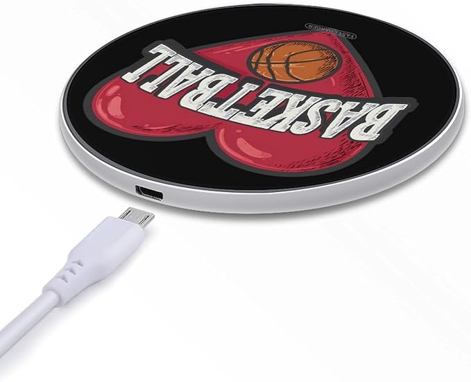 Love Heart Basketball Lover Phone Charger Magnetic Charging Pad Anti-Slip with USB Cable