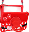 Cute Case for iPad 9th/8th/7th Generation - Silicone 3D Design for Girls Women Teens Girly Kawaii Funny Cartoon Soft Stand for iPad Case 9th/8th/7th Generation with Lanyard 10.2 InchRed