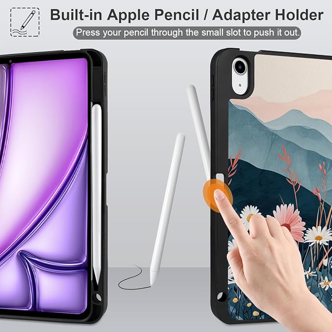 DONGKE for iPad Air 11 Inch Case M4 2026 / M3 2025 / M2 2024 &amp iPad Air 5th 2022 / 4th Gen 2020 10.9 Inch Ultra Thin Soft TPU Back Cover with Pencil Holder Support Auto Wake/Sleep Daisie