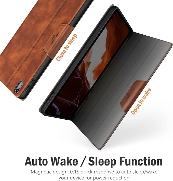 Antbox Case for iPad (A16) 11th Generation 11'' 2025/iPad 10th Generation 10.9'' 2022 with Built-in Pencil Holder Auto Sleep/Wake Function PU Leather Smart Cover (Brown)