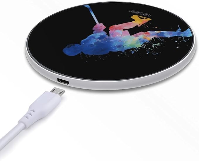 Watercolor Ice Hockeys Player Phone Charger Magnetic Charging Pad Anti-Slip with USB Cable