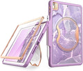 Clayco Nebula Case for iPad 9th/8th/7th Generation Case 10.2 Inch 2021/2020/2019 Multi-Angle Viewing Full Body Stand Cover for iPad 10.2 with Built-in Screen Protector &amp Pencil Holder Purple