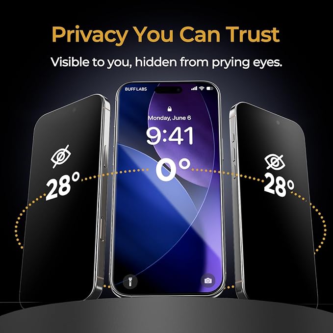 2-Pack Privacy Screen Protector for iPhone 17 Pro Max | iPhone 16 Pro Max [6.9”] Anti-Spy Tempered Glass with Auto-Alignment Kit - Confidential Filter Bubble-Free Case-Friendly