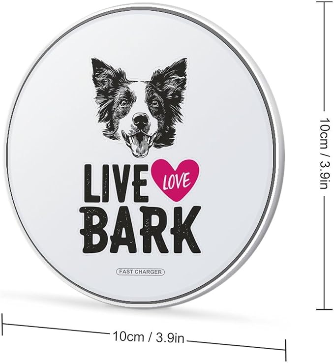 Live Love Bark Fast Portable Charger 10W Funny Graphic Phone Charging Pad with USB Cable