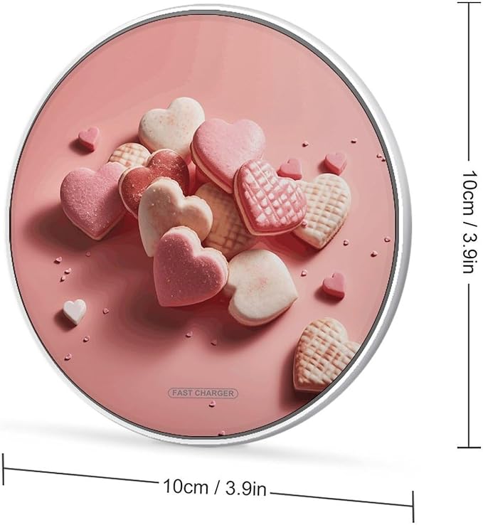 Valentine's Day Food Wireless Charger Fast Wireless Charging Pad with USB Cable 10W Anti-Slip Magnetic Wireless Charger Portable Slim Charger Puck Travel Charging Station