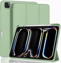 ZryXal New iPad Pro 13 Inch Case (M5) 2025 / (M4) 2024 with Pencil Holder Smart iPad Case [Support Pencil Pro and Pencil (USB-C)] Support Touch ID and Auto Wake/Sleep (Matcha Green)
