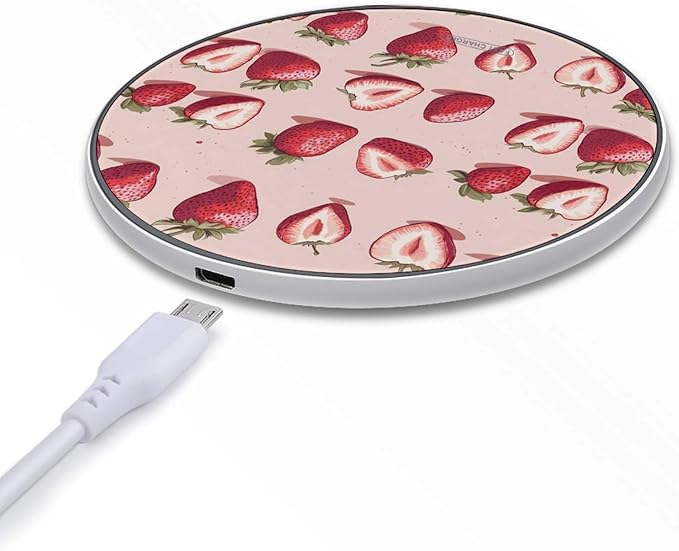 Strawberry Wireless Charger Anti-Slip Wireless Charging Pad Slim Charger Mat for Men Women